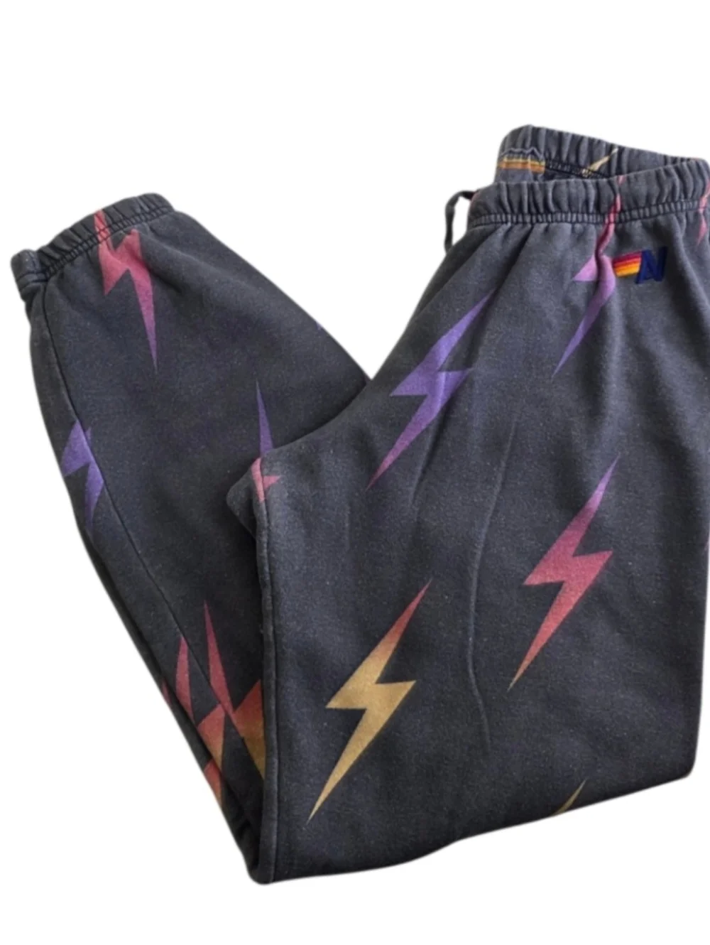 AVIATOR NATION Repeat Lightening Bolt Sweatpants Rainbow - Picture 1 of 8